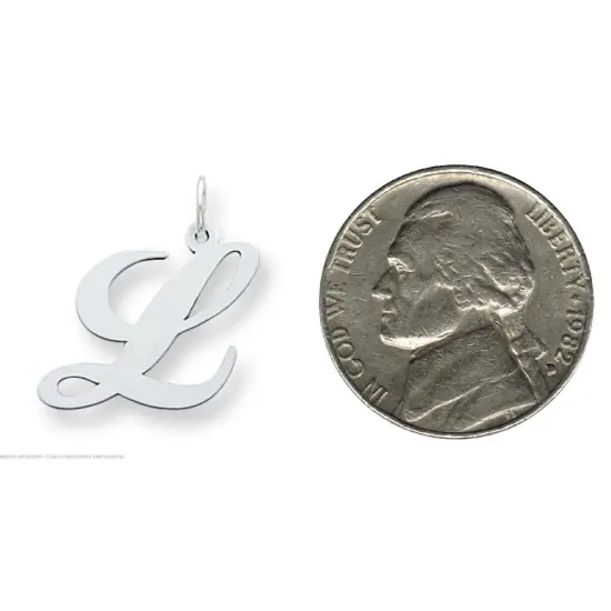 Sterling Silver Large Script Initial Letter L Charm Jewerly 21mm x 17mm {2}