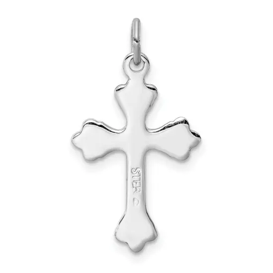Sterling Silver Budded Cross Charm Jewerly 23mm x 15mm {3}