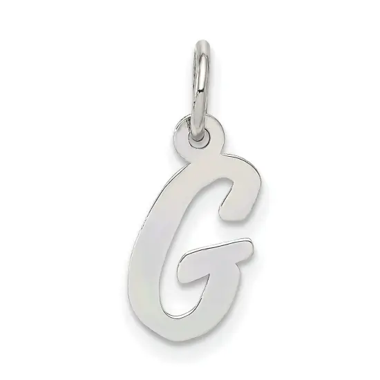 Sterling Silver Small Script Initial Letter G Charm Jewerly 16mm x 8mm {1}