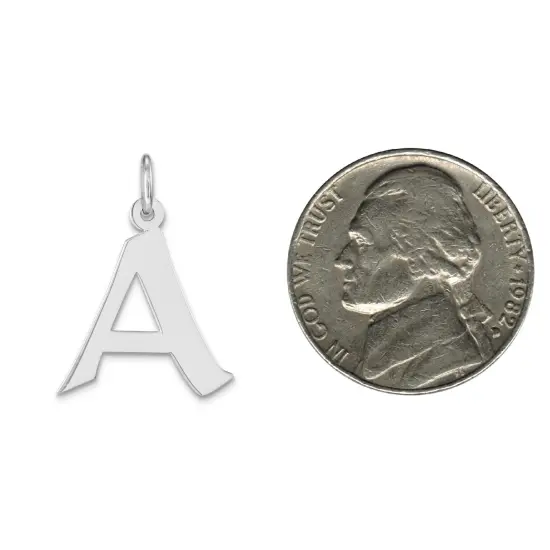 Sterling Silver Medium Artisian Block Initial A Charm Jewerly 21mm x 15mm {2}