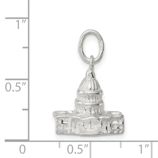 Sterling Silver Capitol Building Charm Pendant Jewelry 23mm x 15mm {6}