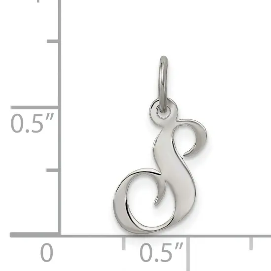Sterling Silver Small Script Initial Letter S Charm Jewerly 16mm x 10mm {4}