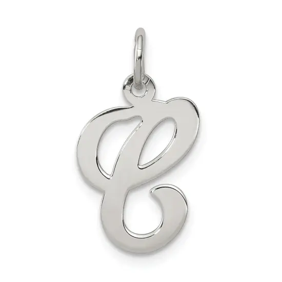 Sterling Silver Stamped Initial Letter C Charm Pendant Jewerly 20mm x 12mm {1}