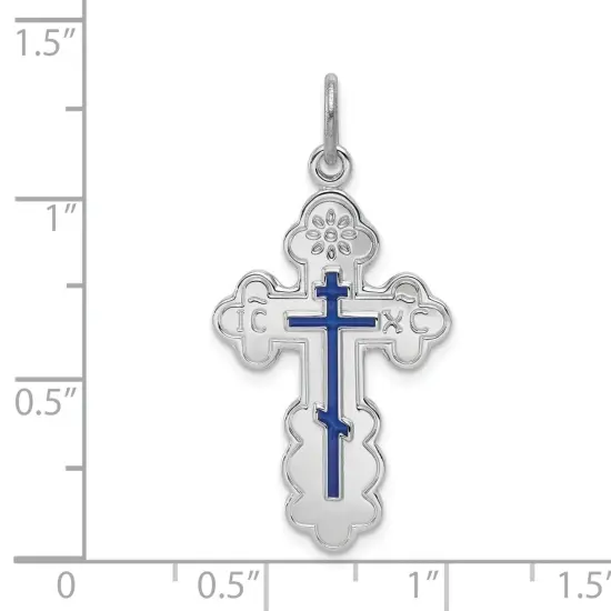 Sterling Silver Orthodox Cross Pendant Jewerly 31.8mm x 17.1mm {4}