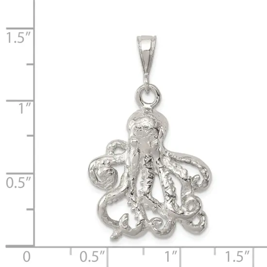 Sterling Silver Octopus Charm Pendant Jewelry Sea Life 26mm x 22mm {2}