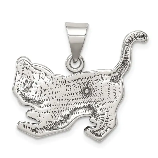Sterling Silver Antiqued Tiger Charm Pendant Jewelry 23mm x 26mm {3}