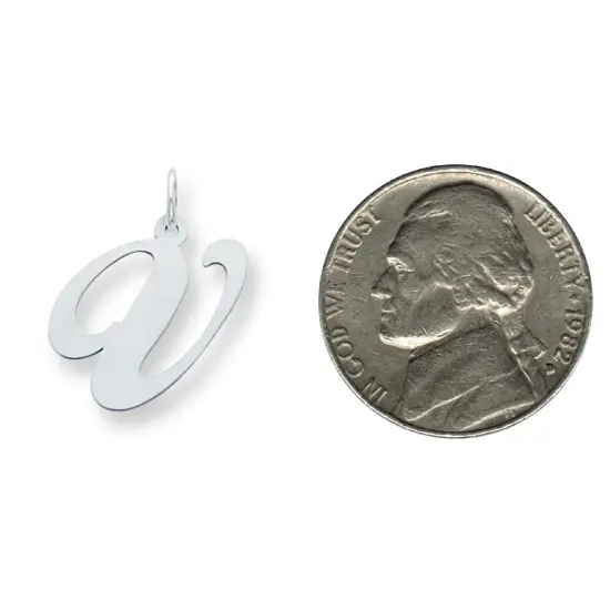 Sterling Silver Large Script Initial Letter V Charm Jewerly 21mm x 17mm {2}