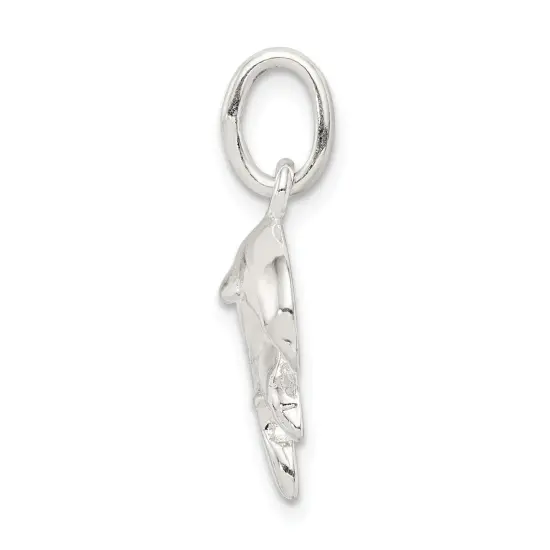 Sterling Silver Double Jumping Dolphins Charm Pendant Jewerly 22mm x 18mm {4}
