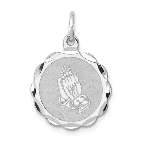 Sterling Silver Praying Hands Charm Jewerly 22mm x 16mm {1}