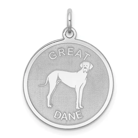 Sterling Silver Great Dane Disc Charm Pendant Jewelry 26mm x 19mm {1}