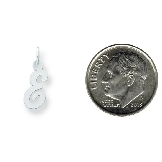 Sterling Silver Small Script Initial Letter E Charm Jewerly 16mm x 8mm {2}