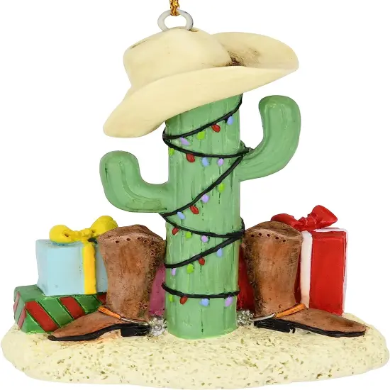 Tree Buddees Cactus Christmas Tree with Cowboy Boots Cowboy Hats and Presents Ornament {1}