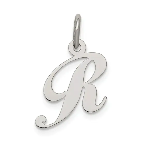 Sterling Silver Small Script Initial Letter R Charm {1}