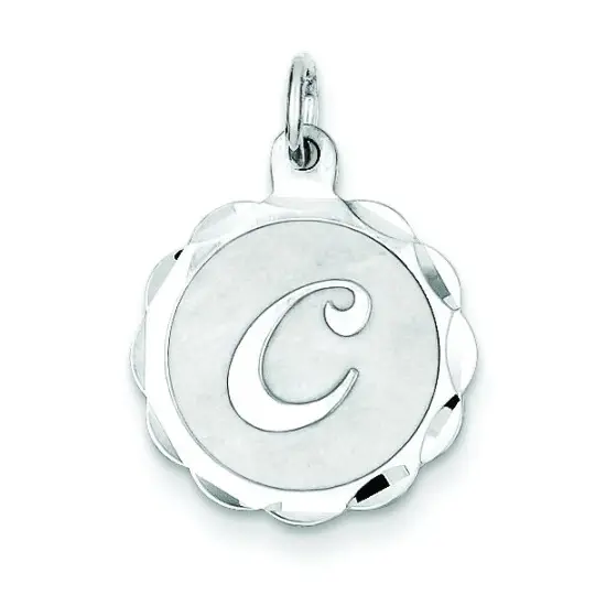 Sterling Silver Brocaded Lower Case Initial C Charm Jewerly 22mm x 16mm {1}
