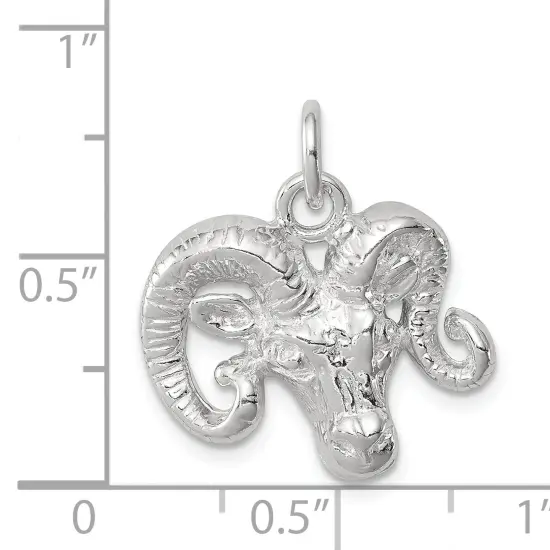 Sterling Silver Ram Charm Pendant Animal Jewelry 18mm x 19mm {5}