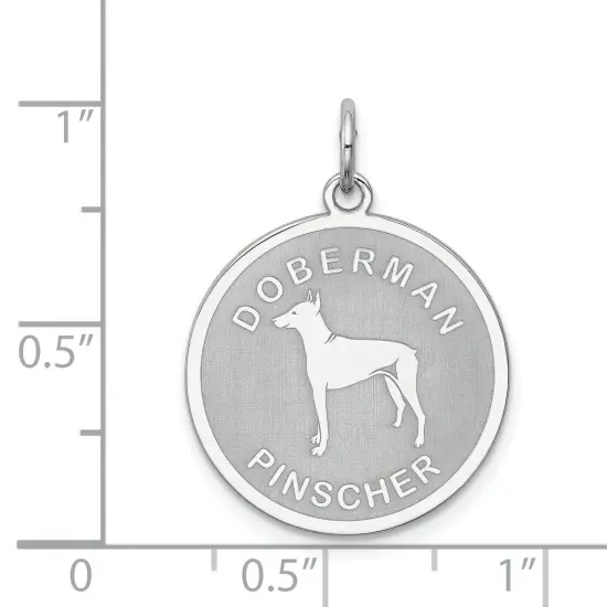 Sterling Silver Doberman Pinscher Disc Charm Pendant Jewerly 26mm x 19mm {5}
