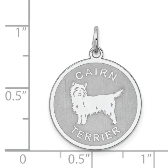 Sterling Silver Cairn Terrier Charm Pendant Jewelry 26mm x 19mm {5}