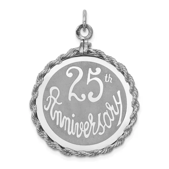 Sterling Silver 25th Anniversary Disc Charm Jewelry 39mm x 29mm {1}