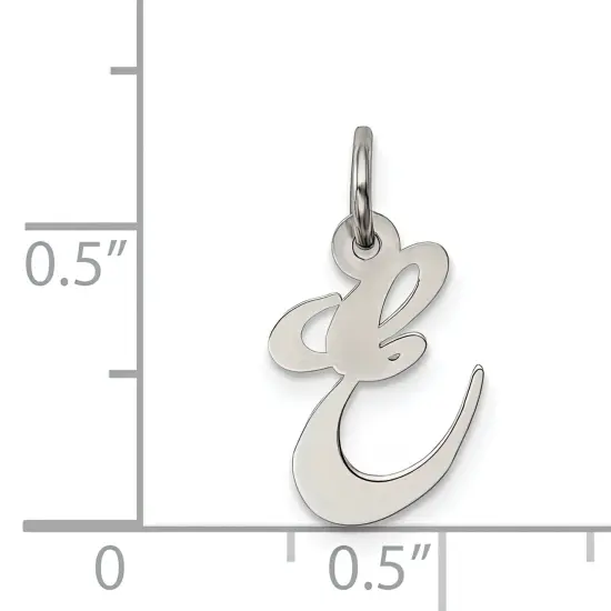 Sterling Silver Small Script Initial Letter E Charm Jewerly 16mm x 10mm {5}