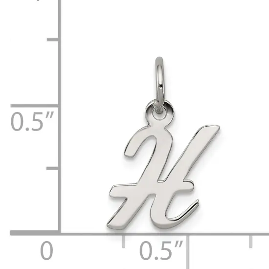 Sterling Silver Small Script Initial Letter H Charm Jewerly 16mm x 8mm {4}
