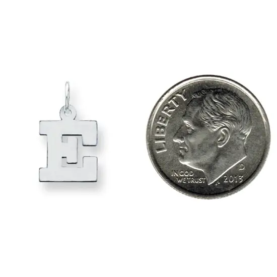 Sterling Silver Small Block Initial Letter E Charm Jewerly 16mm x 10mm {2}