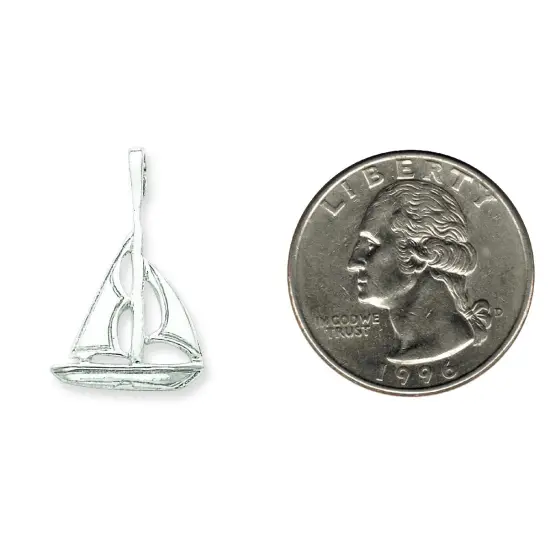Sterling Silver Sailboat Charm Pendant Sailing Jewelry 25mm x 16mm {2}