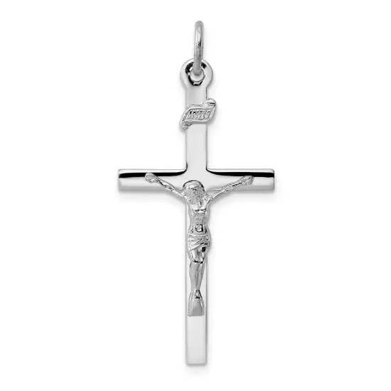 Sterling Silver INRI Crucifix Charm Jewelry Pendant 39mm x 18mm {1}