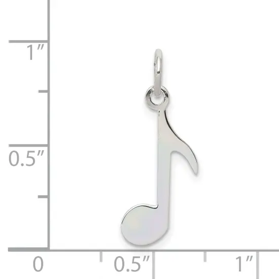 Sterling Silver Eighth Note Charm Pendant Music Jewelry 19mm x 9mm {5}