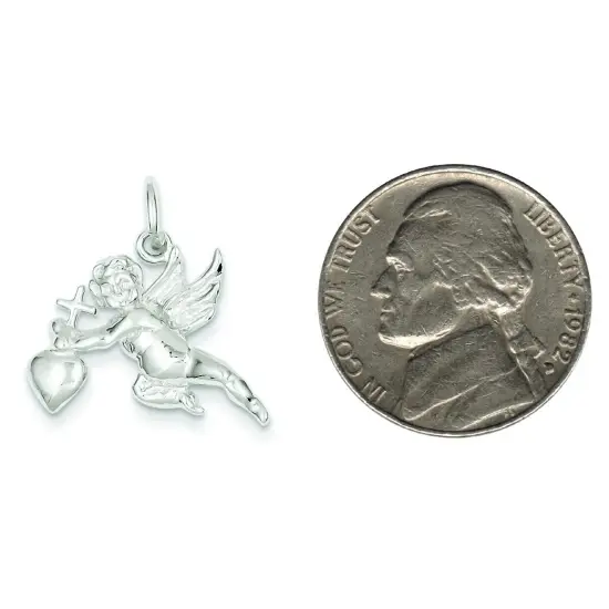 Sterling Silver Angel Heart Cross Charm Pendant Jewelry 21mm x 19mm {2}