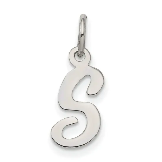 Sterling Silver Small Script Initial Letter S Charm Jewerly 16mm x 8mm {1}