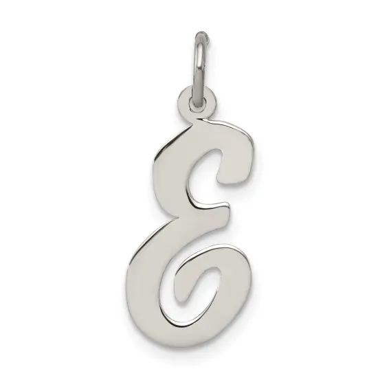 Sterling Silver Large Script Initial Letter E Charm Jewerly 21mm x 11mm {1}