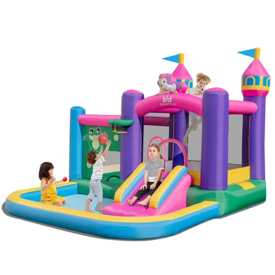Costway 6-in-1 Kids Inflatable Bounce House with Slide Jumping Area Ball Pit Pools Castle {7}