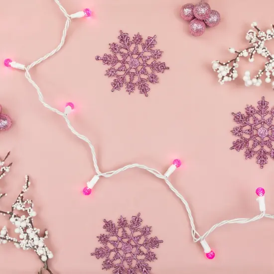 Northlight LED G12 Berry Christmas Lights - Pink - 16' White Wire - 50ct {4}