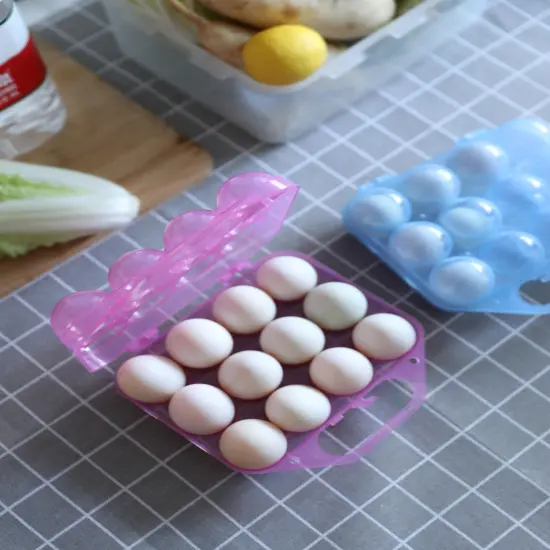 Clear Plastic Egg Carton, 12 Egg Holder Carrying Case with Handle Pink {4}