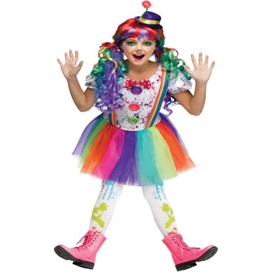 Crazy Circus Color Splatter Clown Girl's Costume {1}