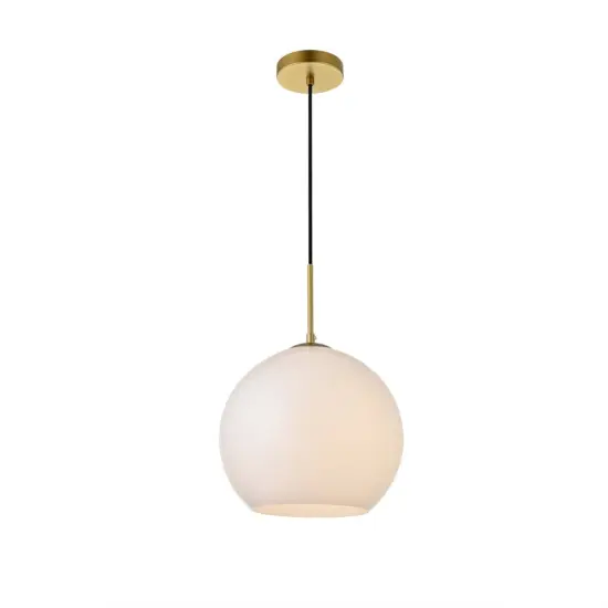 Baxter 1 Light Brass Pendant With Frosted White Glass {3}