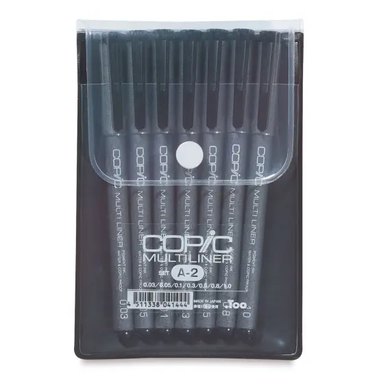 Copic Multiliner Pens - A-2, Black, Assorted Nibs, Set of 7 {1}