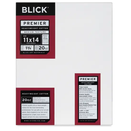 Blick Premier Heavyweight Stretched Cotton Canvas - 11" x 14", 1-3/8" Profile {1}