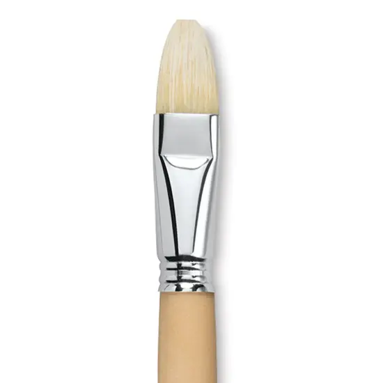 Escoda Clasico Chungking White Bristle Brush - Flat, Long Handle, Size 20 {1}