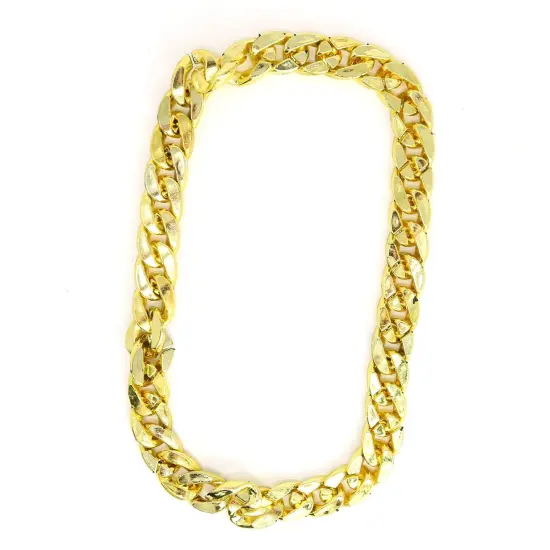 Rapper Gold Chain Accessory - 90s Hip Hop Fake Gold Costume Necklace - 1 Piece {1}