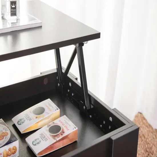 Modern Wood Coffee Table with Lift Tabletop Black {4}