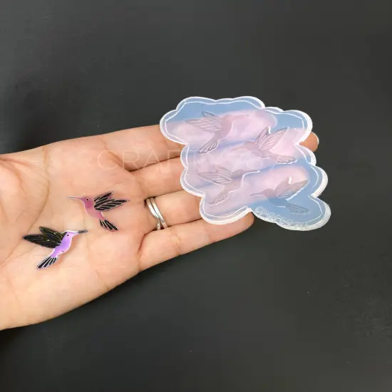 Hummingbird Stud Earring Silicone Mold Pica Flor (C11) {3}