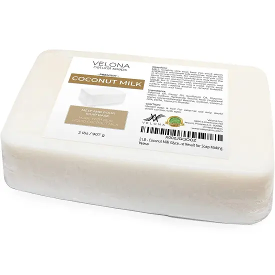 2 LB - Coconut Milk Glycerin Soap Base by Velona | SLS/SLES Free | Melt and Pour | Natural Bar for The Best Result for Soap Making&hellip; {3}