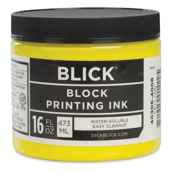 Blick Water-Soluble Block Printing Ink - Yellow, 16 oz Jar {1}