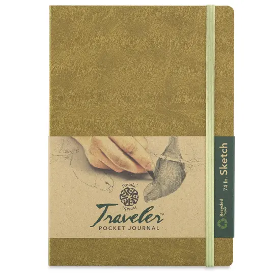 Pentalic Recycled Traveler's Sketchbook - 8-1/4" x 5-7/8", Metallic Gold {2}