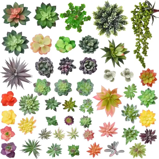 50 Pack Bulk Large Assorted Realistic Artificial Faux Succulents Aloe Plants Realistic Fake Succulent Plants, Largest Set of Succulents {3}