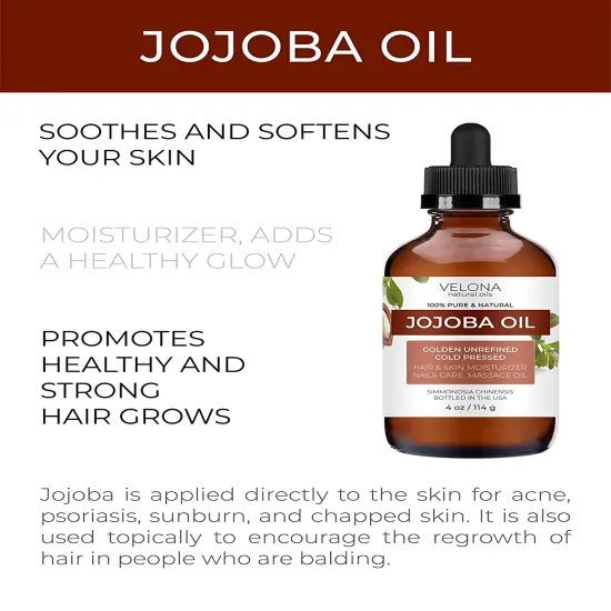 Jojoba Oil - 4 oz (With Dropper) | 100% Pure and Natural | Golden, Unrefined, Cold Pressed, Hexane Free | Moisturizing Face, Hair, Body, Skin Care, Stretch Marks, Cuticles {2}