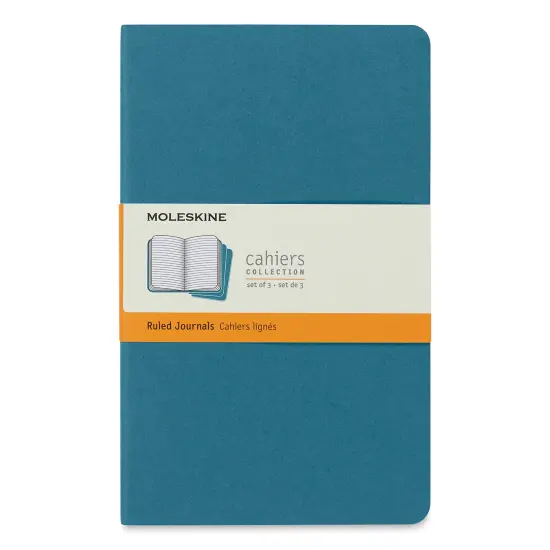 Moleskine Cahier Journals - 8-1/4" x 5", Ruled, Brisk Blue, Pkg of 3 {1}