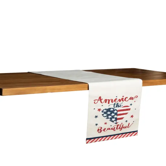America The Beautiful 4th of July Patriotic Table Runner 13" x 72" {3}