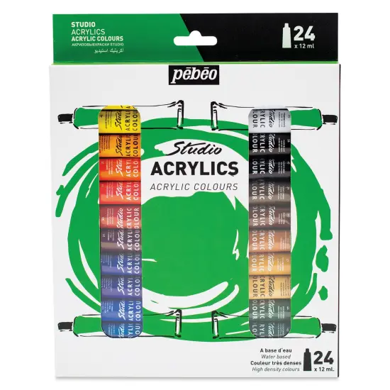 Pebeo High Viscosity Studio Acrylics - Set of 24, Assorted Colors, 12 ml Tubes {1}